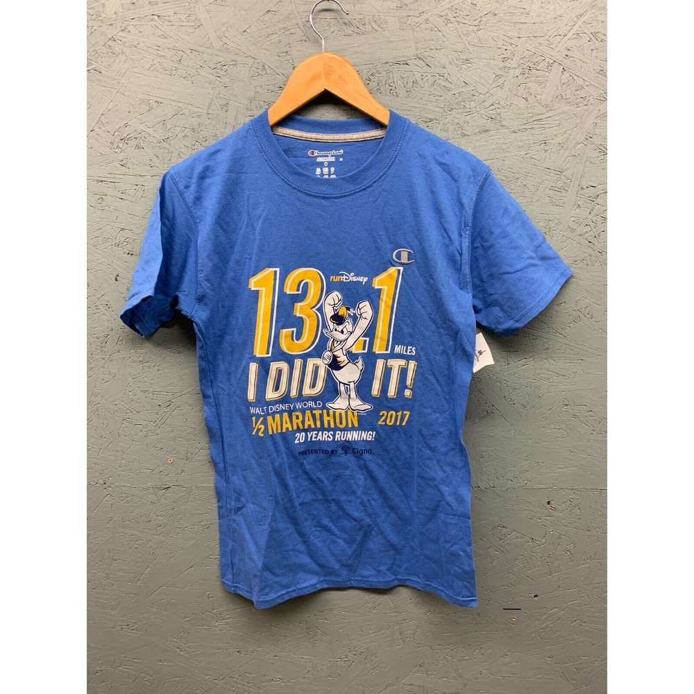 Champion runDisney‎ Shirt Mens Small Blue Donald Duck 13.1 Miles Half Marathon